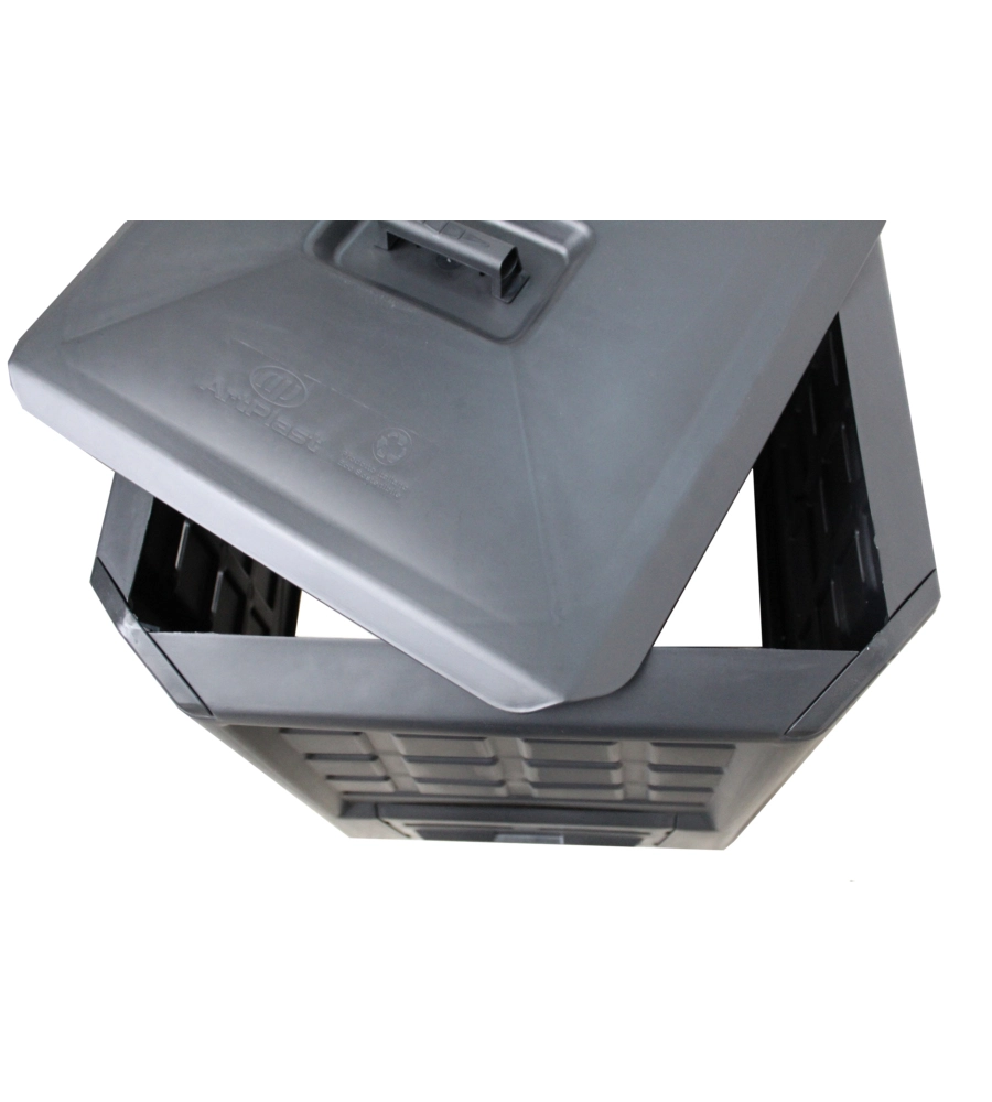 COMPOSTIERA DA GIARDINO 380 LITRI IN POLIPROPILENE NERO, 80x80x82 CM